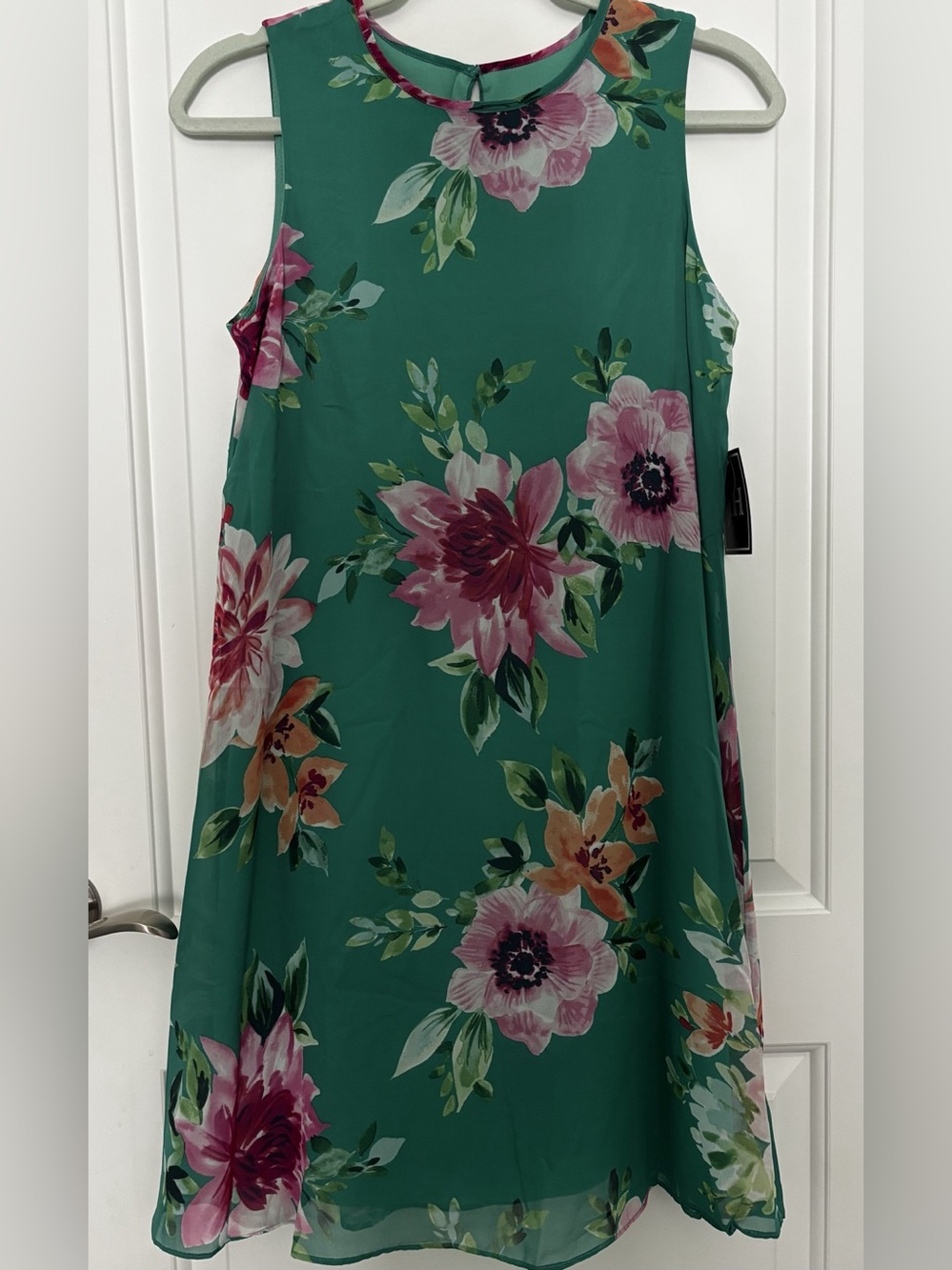 JH Collectibles Sheer 5 Floral Mini Dress in Green & Pink Size 6 NWT